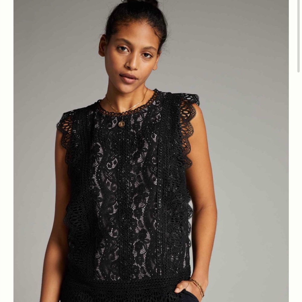 ANTHROPOLOGIE ERI + ALI Black lace blouse. NWT